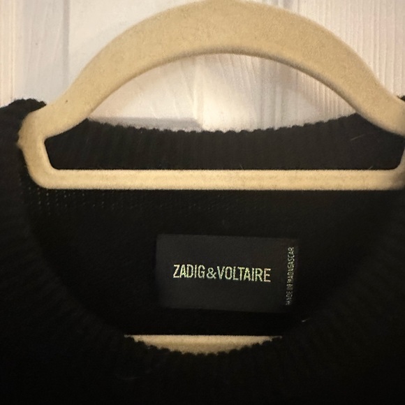 Zadig & Voltaire Women's Black Delly Flash Lightning Bolt Cashmere Sweat… - Picture 2 of 4